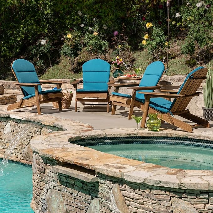 Christopher Knight Home Polyester Terry Outdoor Water-Resistant Adirondack Chair Cushions (Set of 4), Dark Teal, 4 Count (Pack of 1)