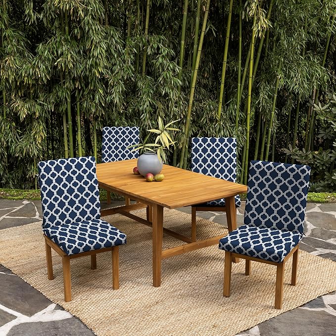 Arden earthFIBER Outdoor Dining Chair Cushion, 20 x 20, Rain-Proof, Fade Resistant, Sapphire Blue Garden Trellis