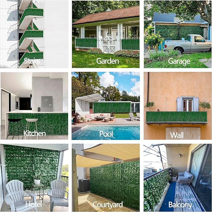 Artificial Ivy Privacy Fence Screen - 60" X 120" UV-Anti Fake Leaves Vines - Patio Balcony Privacy, Garden, Backyard Greenery Wall Decor