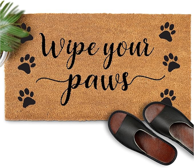 MAINEVENT Wipe Your Paws Doormat Outdoor 30x17 Inch, Door Mat Wipe Your Paws, Welcome Mat Coir Door Mat, Outdoor Mat, Cat Gift, Dog Gift, Cat Lover, Dog Lover