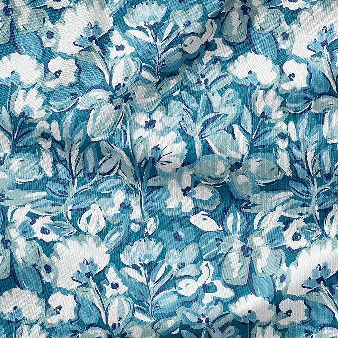 Arden Outdoor Foam Deep Seat Cushion Set, 24 in x 24 in, Weather-Proof, Rain-Proof, Fade Resistant Patio Cushion, Bottom and Back Cushion for Chair, Sofa, and Couch Aqua Blue Fusion Floral