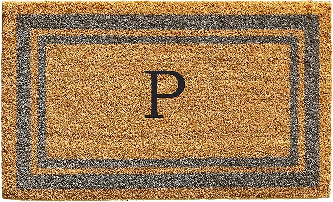 Calloway Mills 153022436P Periwinkle Border 24" x 36" Monogram Doormat, (Letter P)
