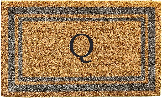 Calloway Mills 153022436Q Periwinkle Border 24" x 36" Monogram Doormat, (Letter Q)