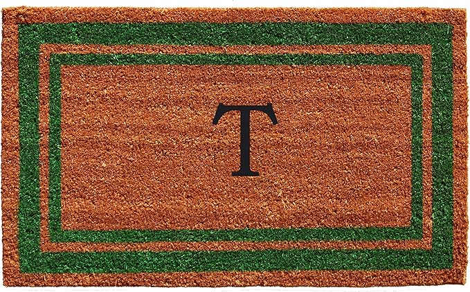 Calloway Mills Green Border 24" x 36" Monogram Doormat (Letter T)
