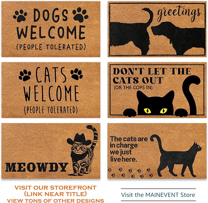 MAINEVENT Wipe Your Paws Doormat Outdoor 30x17 Inch, Door Mat Wipe Your Paws, Welcome Mat Coir Door Mat, Outdoor Mat, Cat Gift, Dog Gift, Cat Lover, Dog Lover