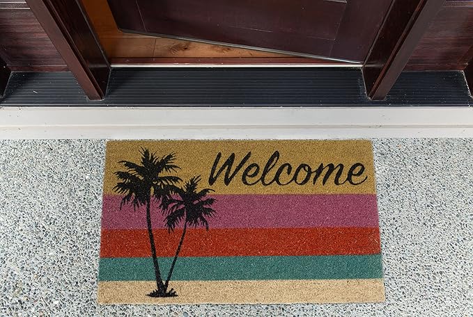DII Natural Coir Doormat Outdoor Welcome Mat, 17x29, Palm Tree