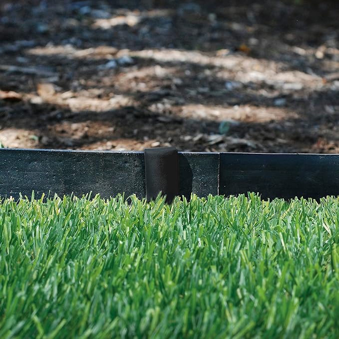 EasyFlex Pound-in Landscape Edging with Bonus Anchoring Stakes, 4.5 in. Straight Top Plastic Garden Border, 20 Foot Kit, Black, (3500-20CXX-3)