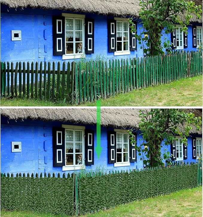 Artificial Ivy Privacy Fence Screen - 40" X 120" UV-Anti Fake Leaves Vines - Patio Balcony Privacy, Garden, Backyard Greenery Wall Decor