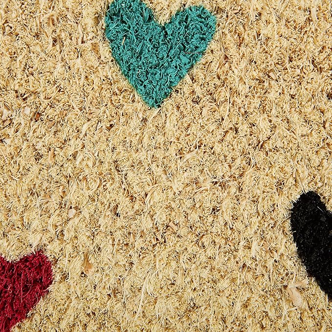 DII Natural Coir Doormat Outdoor Welcome Mat, 17x29, Hearts