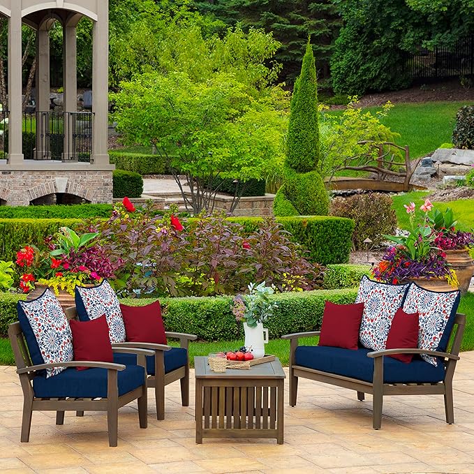 Arden Outdoor Deep Seat Cushion Set, 24 in x 24 in, Weather-Proof, Rain-Proof, Fade Resistant Patio Cushion for Chair, Sofa, and Couch Clark Blue