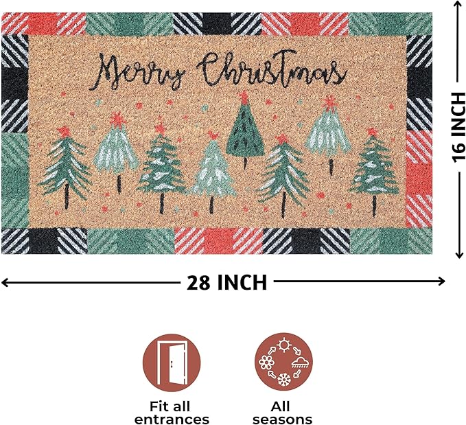 Folkulture Christmas Door Mat Outdoor, Eco Friendly Christmas Door Mats for Front Door, 28 X 16 Inch Welcome Matt or Doormat for Home Entrance, Durable & Anti Slip Coir Door Mats - Merry Christmas