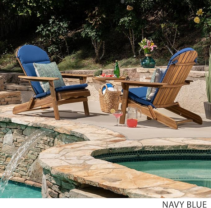 Christopher Knight Home Terry Outdoor Water-Resistant Adirondack Chair Cushions (Set of 2), Navy Blue, 2 Count (Pack of 1)