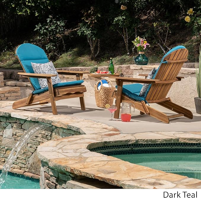 Christopher Knight Home Terry Outdoor Water-Resistant Adirondack Chair Cushions (Set of 2), Dark Teal, 2 Count (Pack of 1)