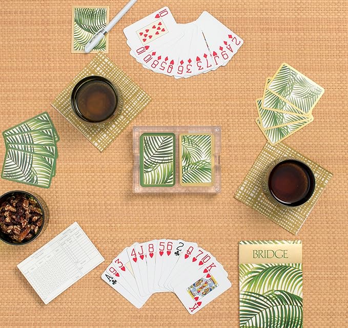 Caspari Palms Large Type Playing Cards-2 Decks Included, Regular, Multicolor (PC126J)