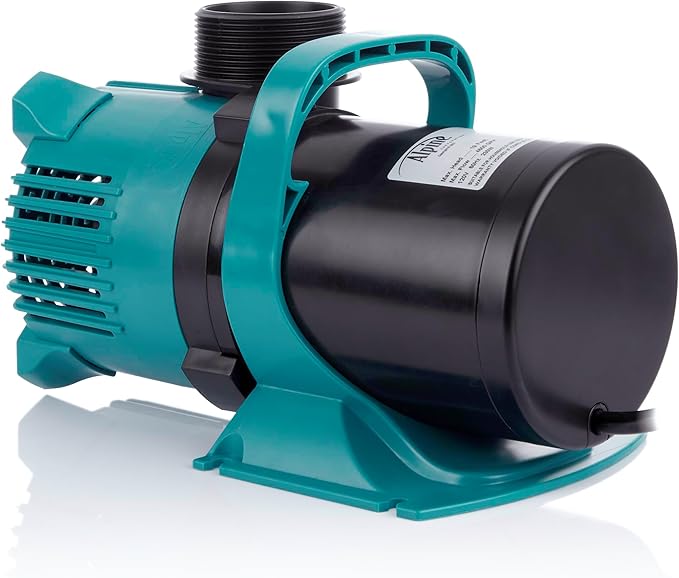 Alpine Corporation 5600 GPH Vortex Submersible Water Pump 20 Ft Cord for Ponds, Fountains and Water Circulations, Quiet Operation Vertical/Horizontal, 22.5 Ft Lift 324 Watts, Black/Teal