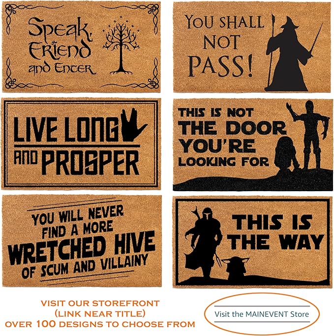 MAINEVENT No Admittance Except On Party Business Door Mat Outdoor 30x17 Inch, Nerd Welcome Mat Outside Entrance for Covered Porch or Patio, LOTR Gift