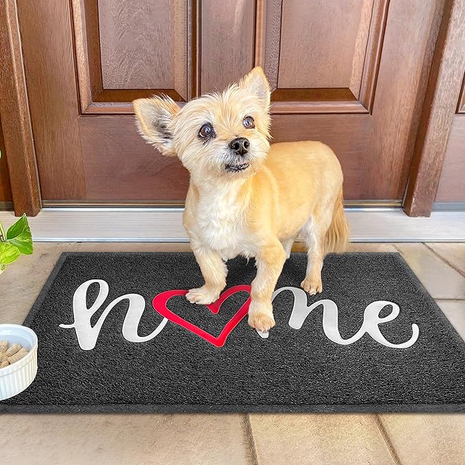 KILOCOCO Door Mat Outdoor Doormat Welcome Mat, Funny Home Mats Non-Slip Front Door Mat for Entrance, Easy Clean Indoor Door Mats for Garage, Yard, Patio, High Traffic Areas 18"x30", Black