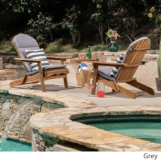 Christopher Knight Home Terry Outdoor Water-Resistant Adirondack Chair Cushions (Set of 2), Gray, 2 Count (Pack of 1), Grey