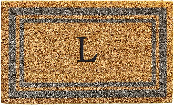 Calloway Mills 153022436L Periwinkle Border 24" x 36" Monogram Doormat, (Letter L)