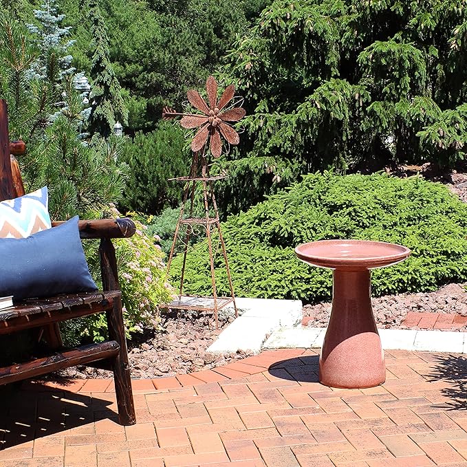 Sunnydaze 21" H Ceramic Bird Bath for Outside - Hand-Painted Outdoor Bird Bath Bowl, UV/Frost-Resistant Finish - Lava