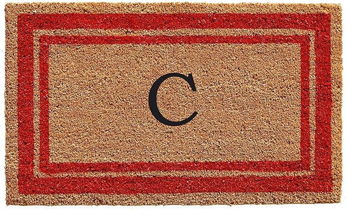 Calloway Mills 153031830C Red Border 18" x 30" Monogram Doormat, (Letter C)