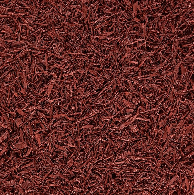 Rubberific Premium Shredded Rubber Mulch for Gardens, Lawns, and Landscaping | Long Lasting Color | Looks Like Natural Wood Mulch (37.5 CU. CT. - 675 LBS, Red)