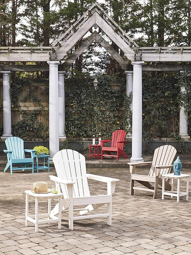 Signature Design by Ashley Sundown Treasure Outdoor Patio HDPE Adirondack Chair, Light Brown