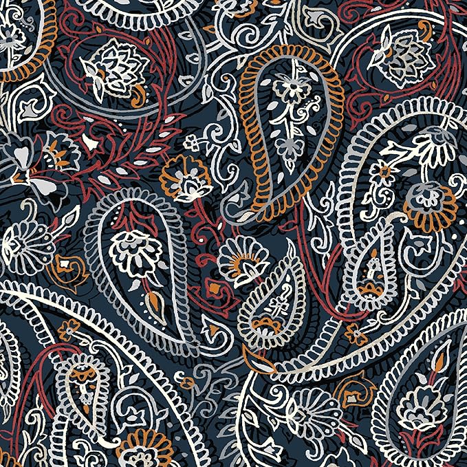 Arden Outdoor Foam Deep Seat Cushion Set, 24 in x 24 in, Weather-Proof, Rain-Proof, Fade Resistant Patio Cushion, Bottom and Back Cushion for Chair, Sofa, and Couch Navy Palmira Paisley