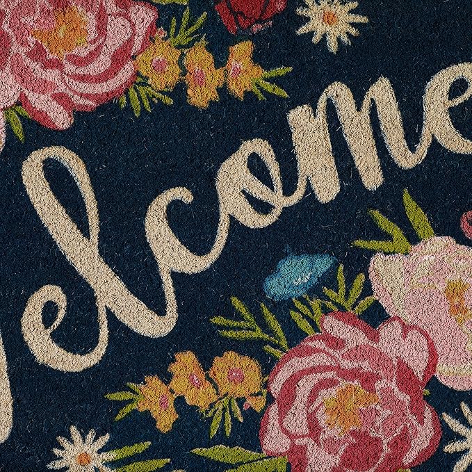 DII Natural Coir Doormat Outdoor Welcome Mat, 17x29, Roses