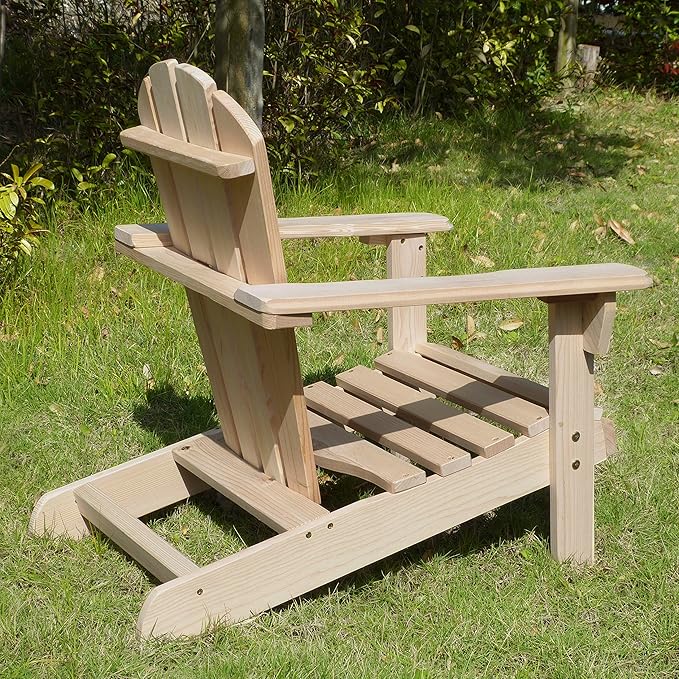 Kids Wooden Adirondack Chair, Children's Outdoor Patio Furniture, Garden, Lawn, Deck Chair, Unfinished