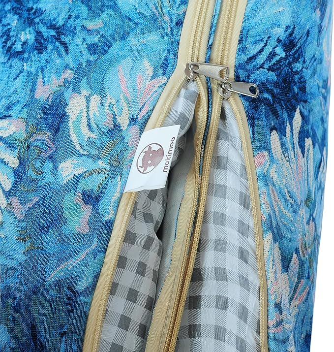 Set of 2 Outdoor Dining Chair Cushions, Patio Seating Cushions, 38x18x4.5 inch, for Garden Patio Furniture (Blue Monet Garden)