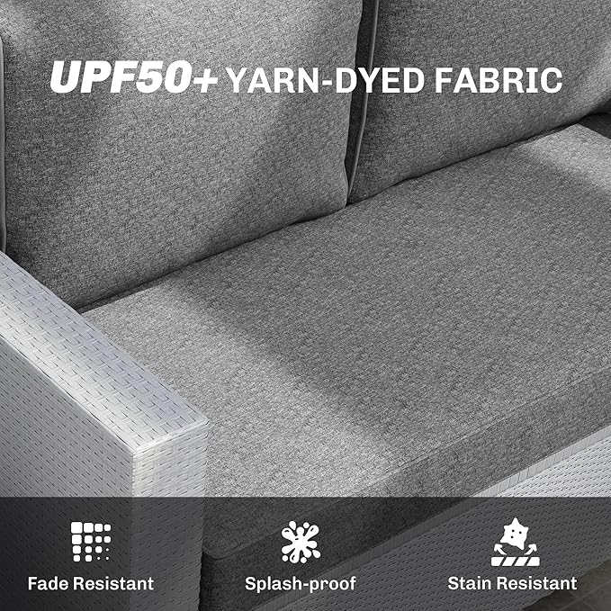 Outsunny 2 Seat Patio Furniture Cushions, 46x26x5 in, Thick Outdoor Loveseat Cushion Set with Removable Cover, Fade-Resistant Replacement Cushions for Outdoor Furniture, Couch, Bench, Swing, Gray