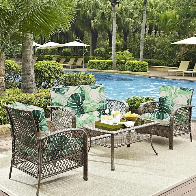 8Pcs Outdoor Cushion Covers, Patio Cushion Covers,Stretch Elastic Slipcovers, Replacement Washable & Reusable Furniture Protector for Patio Couch (Mint Green,Cover Only)
