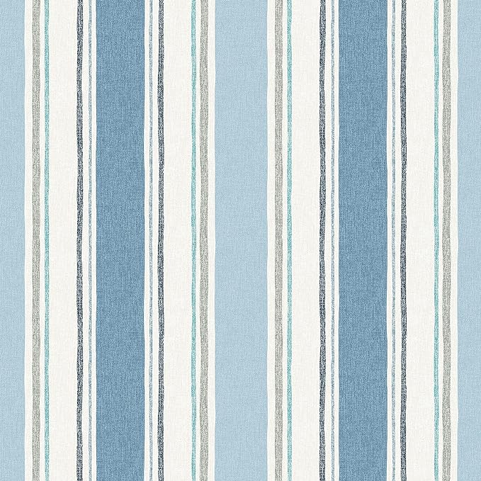 Arden Outdoor Patio Dining Chair Cushion, 20x44, Rain-Proof Seat Pad, Fade-Resistant Outdoor Cushion French Blue Linen Stripe