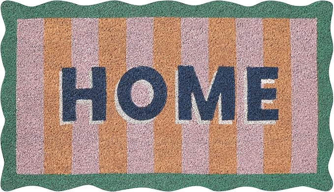 Folkulture Welcome Matt Outdoor | 16 x 28 Scalloped Home Door Mats for Front Door Mat Outside Entrance | Eco Friendly | Welcome-Mats Cute | Coir Door Mats | Outdoor Decor | Durable & Anti Slip