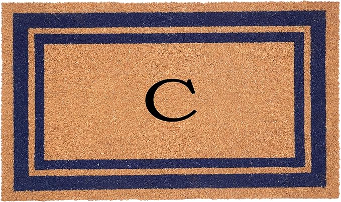 Calloway Mills 153001830C Dark Blue Border 18" x 30" Monogram Doormat (Letter C)