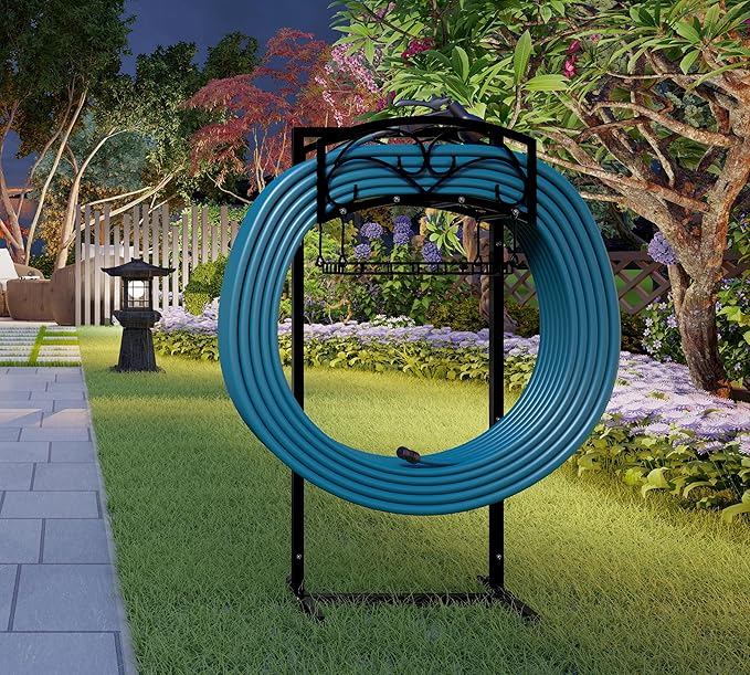 Fire Beauty Garden Hose Holder,Freestanding Water Hose Holder,In ground Hose Rack Organizer for Outdoor,Detachable Water Hose Holder Stake,Hose Reel Stand,Hose Hanger Rack for Outside Lawn Yard