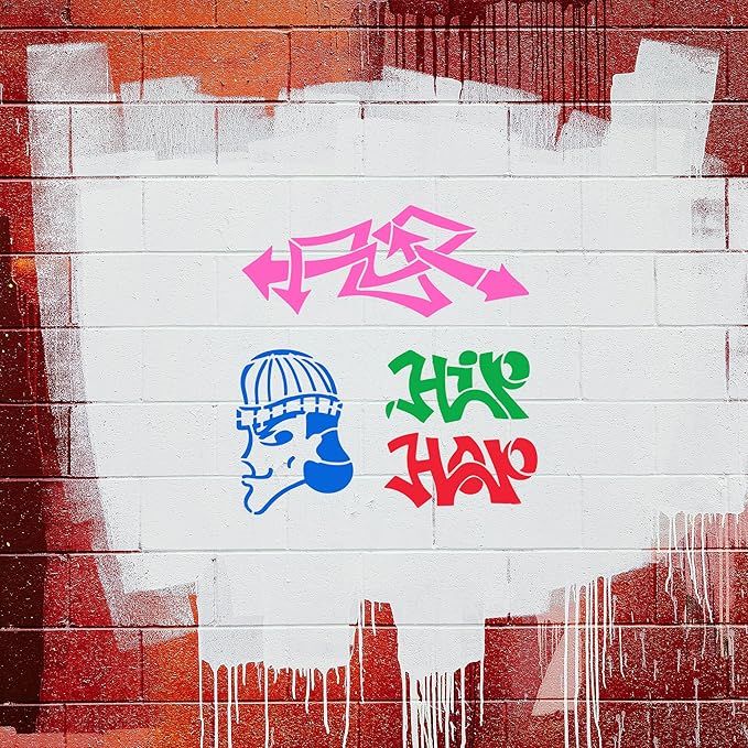 Graffiti Stencils - 36 Pcs Reusable Street Art for Painting on Wood, Wall, Canvas, Rock, Skateboard - Doodle and Spray Painting Stencils