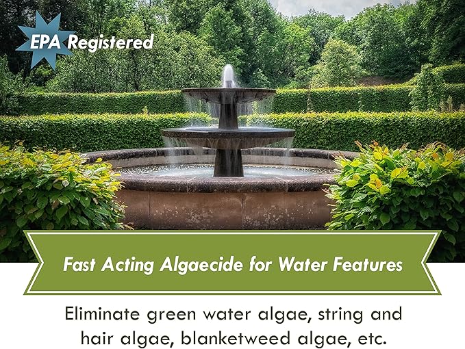 Fountain Algaecide and Clarifier - 8oz - Kills and Inhibits All Types of Algae Growth, Formulated for Small Ponds and Water Features, Treats up to 8,000 Gallons (Pack of 2)