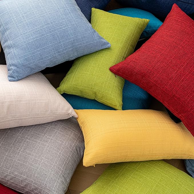 Kevin Textile Outdoor Waterproof Pillow Covers Pack of 2 Checkered Decorative Euro Sham Cushion Throw Pillowcases Shell for Patio Tent Garden Couch Bed Sofa 26x26 Inch Red
