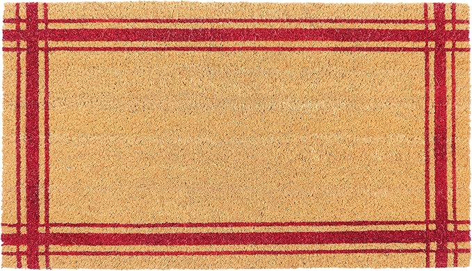 KAF Home Coir Doormat with Heavy-Duty, Weather Resistant, Non-Slip PVC Backing | 17 by 30 Inches, 0.6 Inch Pile Height | Perfect for Indoor and Outdoor Use (Red)