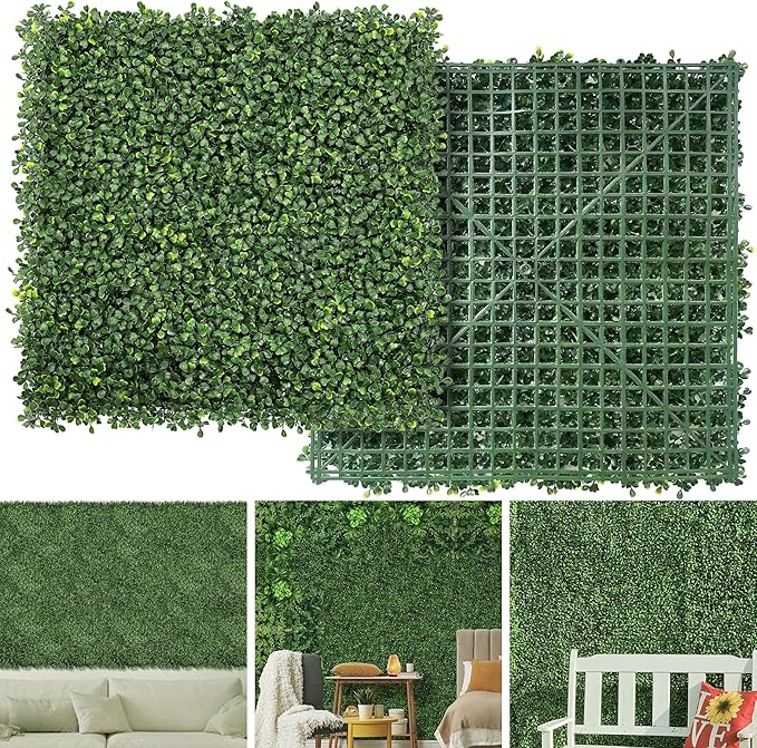 Grass Wall Panels Backdrop, 20"x 20"(12Pcs) Faux Boxwood Panels for Outdoor Indoor Green Wall Decor, Party Wedding Garden Fence Decorations