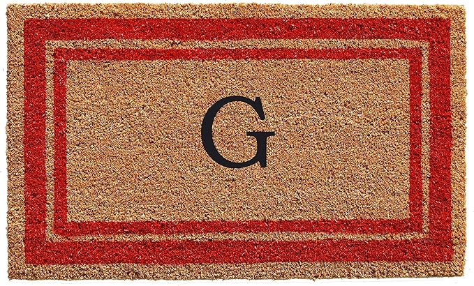 Calloway Mills 153031830G Red Border 18" x 30" Monogram Doormat, (Letter G)