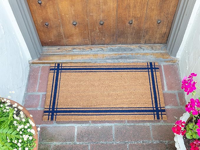 KAF Home New Coir Doormat, Heavy-Duty, Weather Resistant, Non-Slip PVC Backing, Indoor and Outdoor Use, Blue