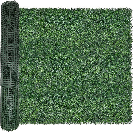 Artificial Boxwood Roll,48x120 in (40 sqft) UV-Anti Faux Ivy Boxwood Hedge Leaf Grass Wall for Patio Balcony Privacy, Garden, Backyard Greenery Wall Backdrop and Fence Decor
